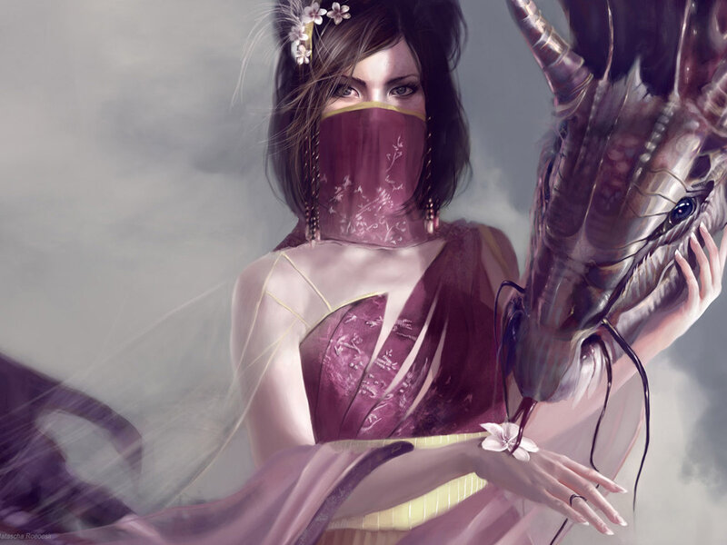 woman with dragon companion