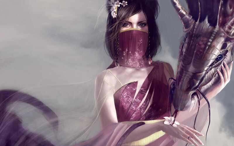 woman with dragon companion