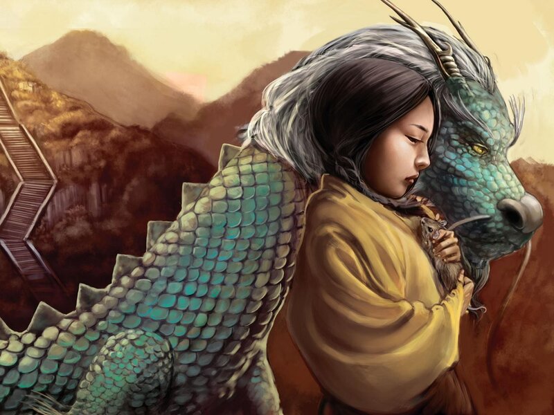 woman with dragon companion