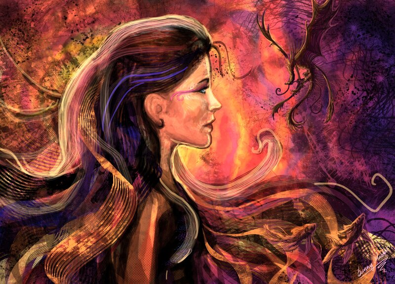 woman with dragon companion