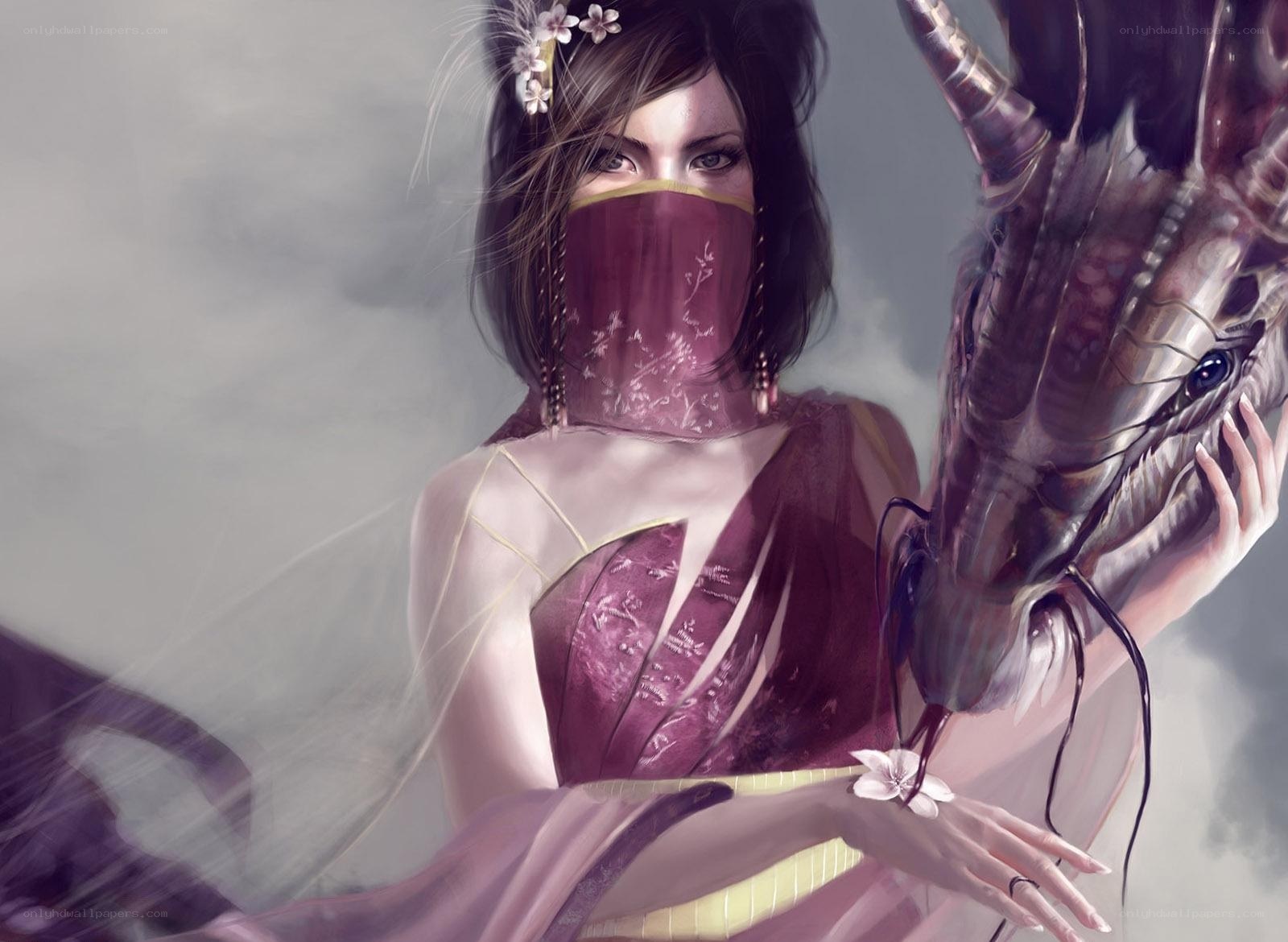 woman with dragon companion