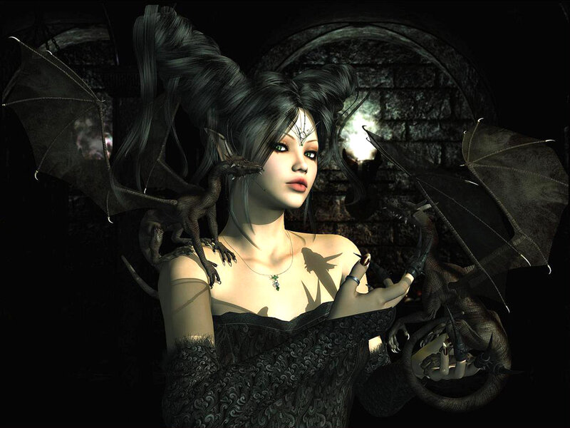 Woman with Dragon Companions