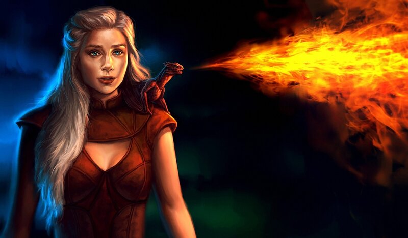 Woman with Dragon — Dramatic