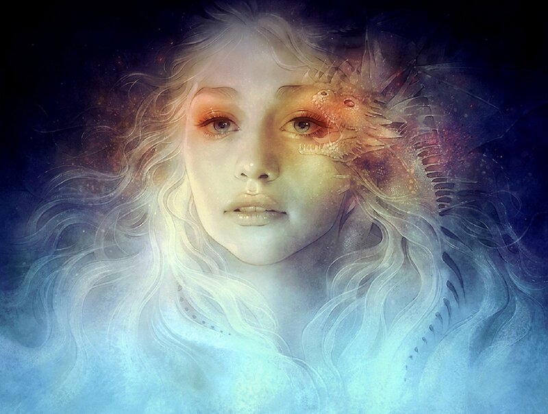 Woman with Dragon Face — Blue