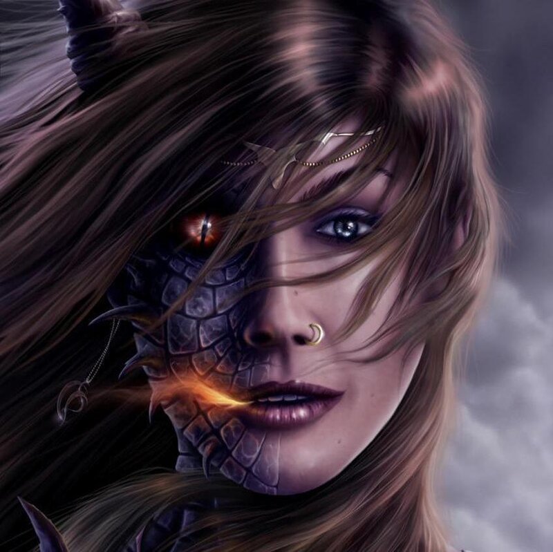 Woman with Dragon Face — Brown