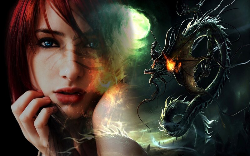 woman with dragon fantasy