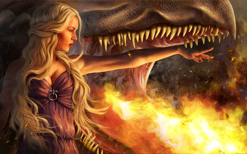 woman with dragon fire
