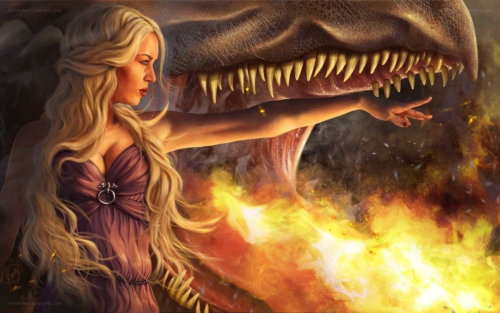 woman with dragon fire