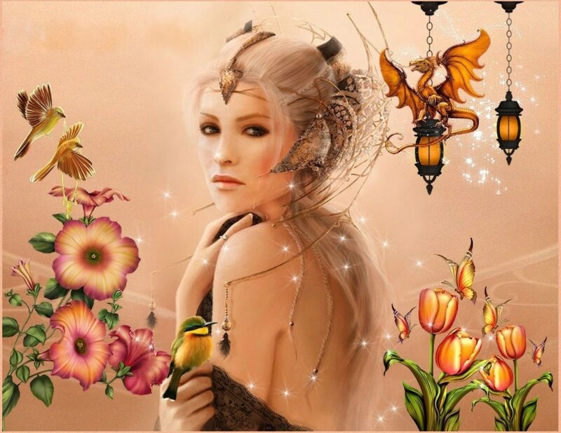 Woman with Dragon Lantern