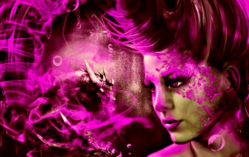 Woman with Dragon — Magenta