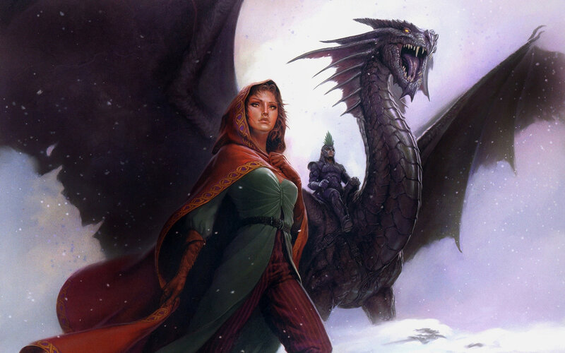 Woman with Dragon — Purple, Dramatic, Winter