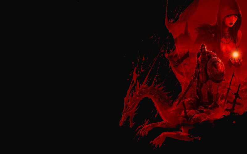 Woman with Dragon — Red, Dramatic, Night, Digital Art, Soldier