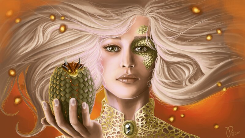 Woman with Dragon Scales — Orange