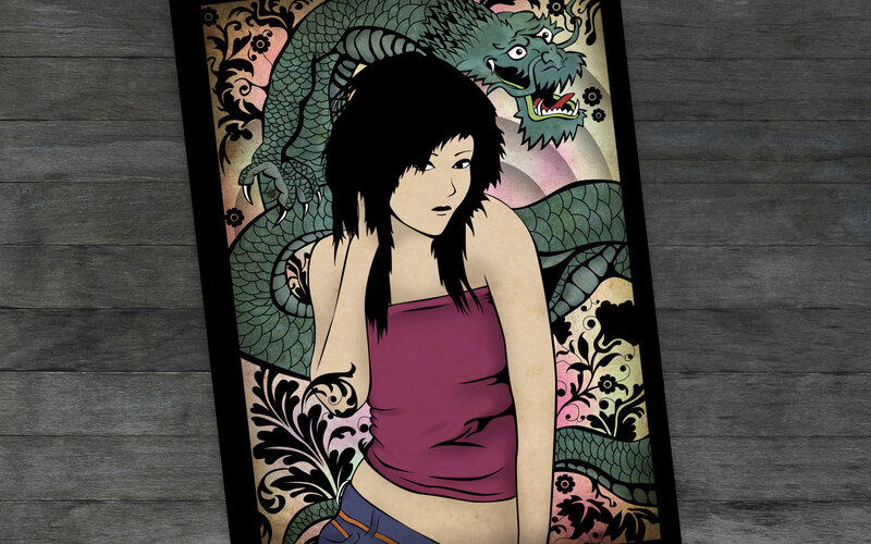 woman with dragon tattoo
