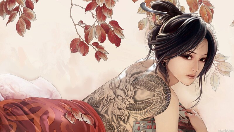 woman with dragon tattoo