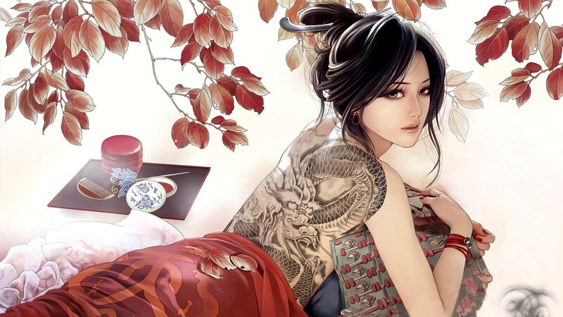 woman with dragon tattoo