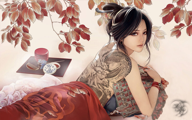 woman with dragon tattoo
