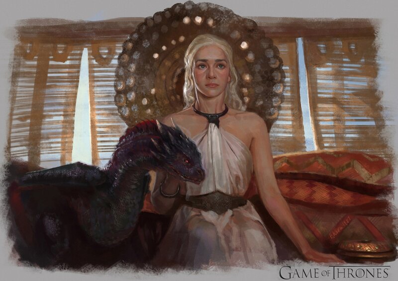 Woman with Dragon — White, Dramatic, Afternoon