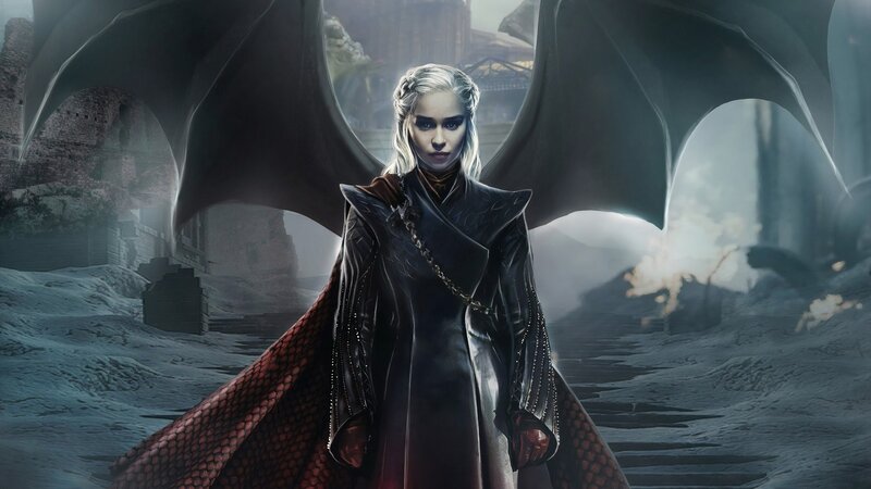 Woman with Dragon Wings — Black, Dramatic, Winter