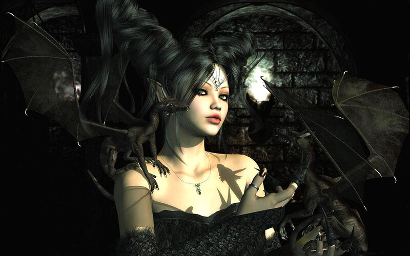 Woman with Dragon Wings — Black