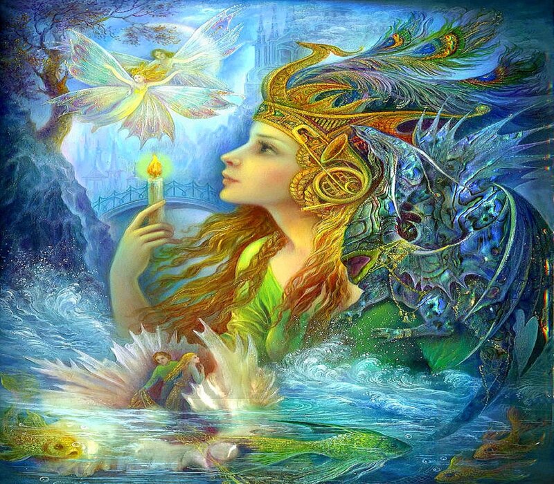 Woman with Dragon Wings — Blue, Fantasy