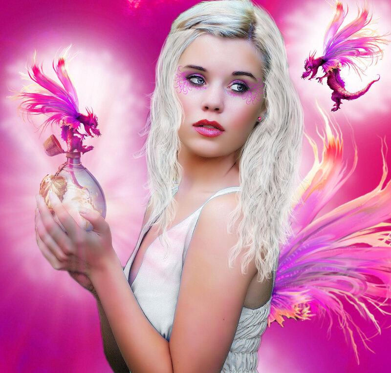 Woman with Dragon Wings — Pink