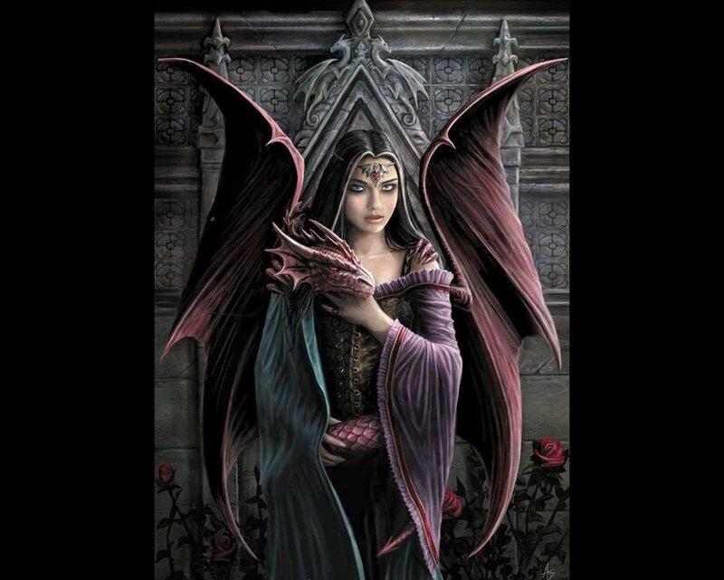 Woman with Dragon Wings — Purple, Dramatic