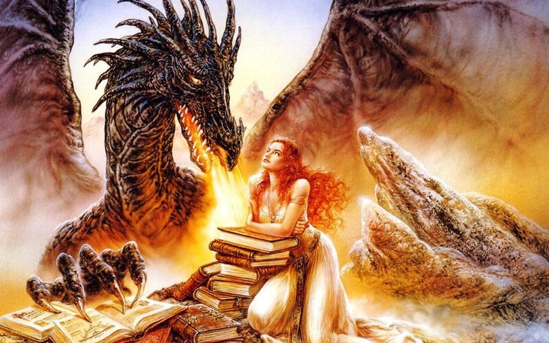 Woman with Dragon — Yellow, Dramatic