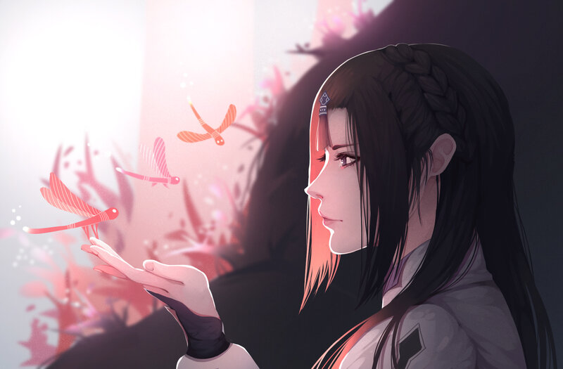 Woman with Dragonflies — Black