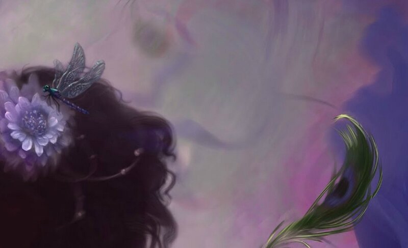 Woman with Dragonfly — Purple