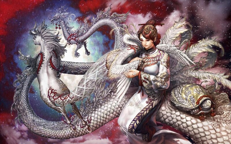 woman with dragons and wings