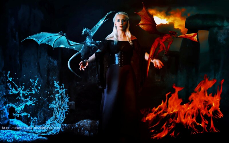 Woman with Dragons — Black, Dramatic