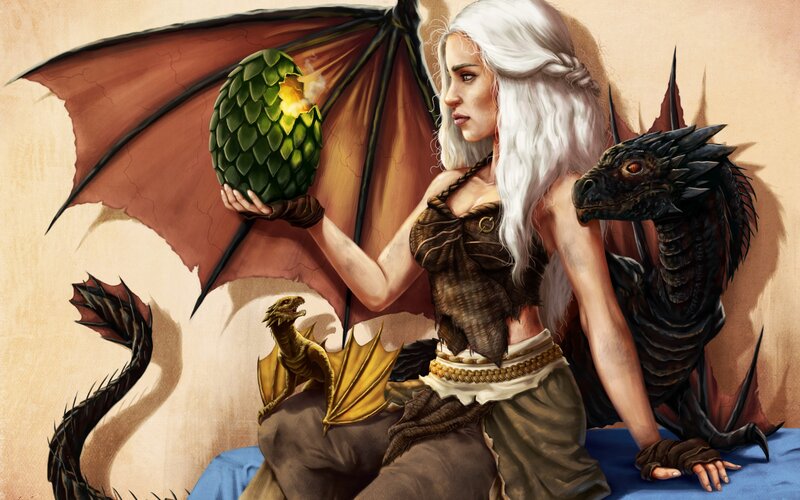 Woman with Dragons — Brown, Dramatic