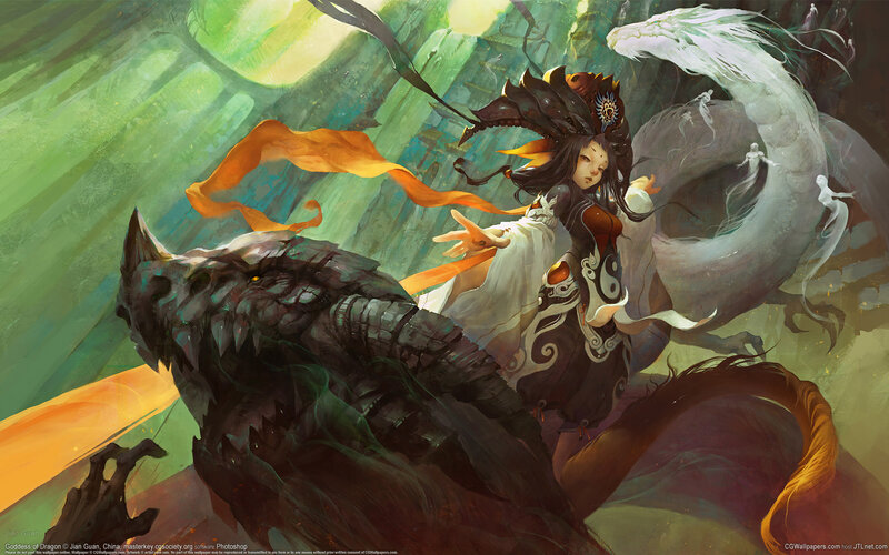 Woman with Dragons — Green