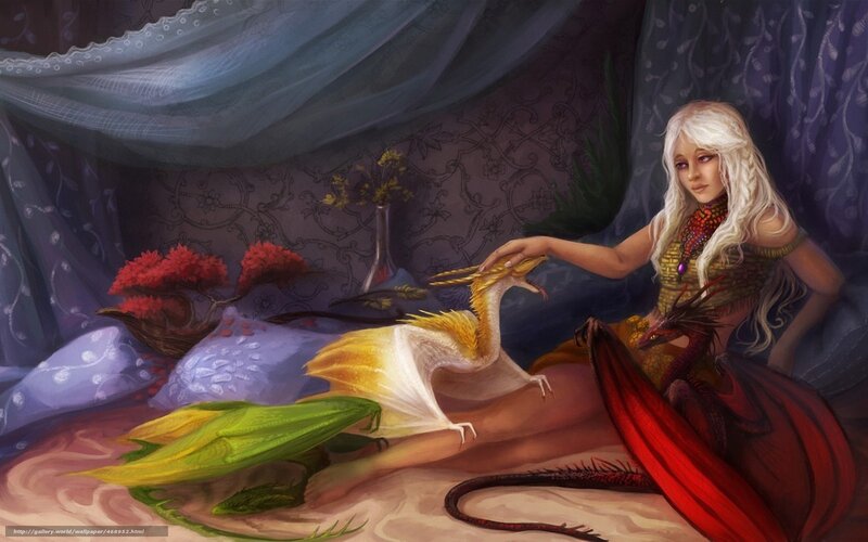 Woman with dragons in a tent