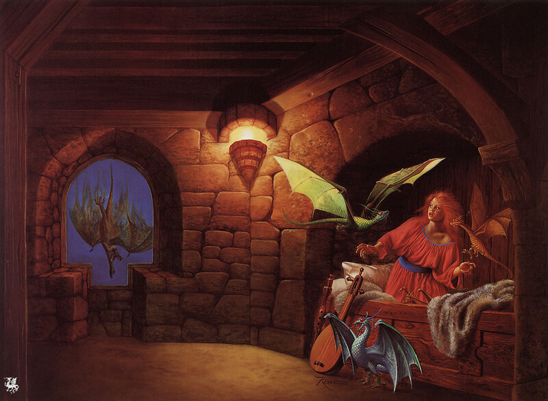 Woman with Dragons in Room