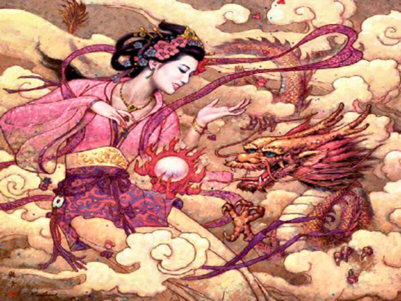 Woman with Dragons — Pink