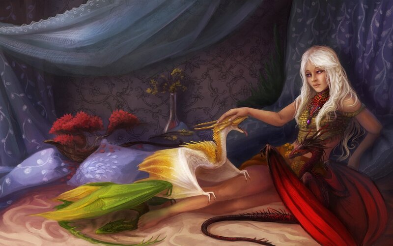 Woman with Dragons — Purple