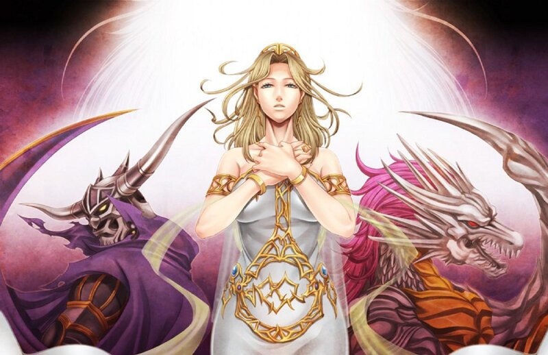 Woman with Dragons — White, Dramatic