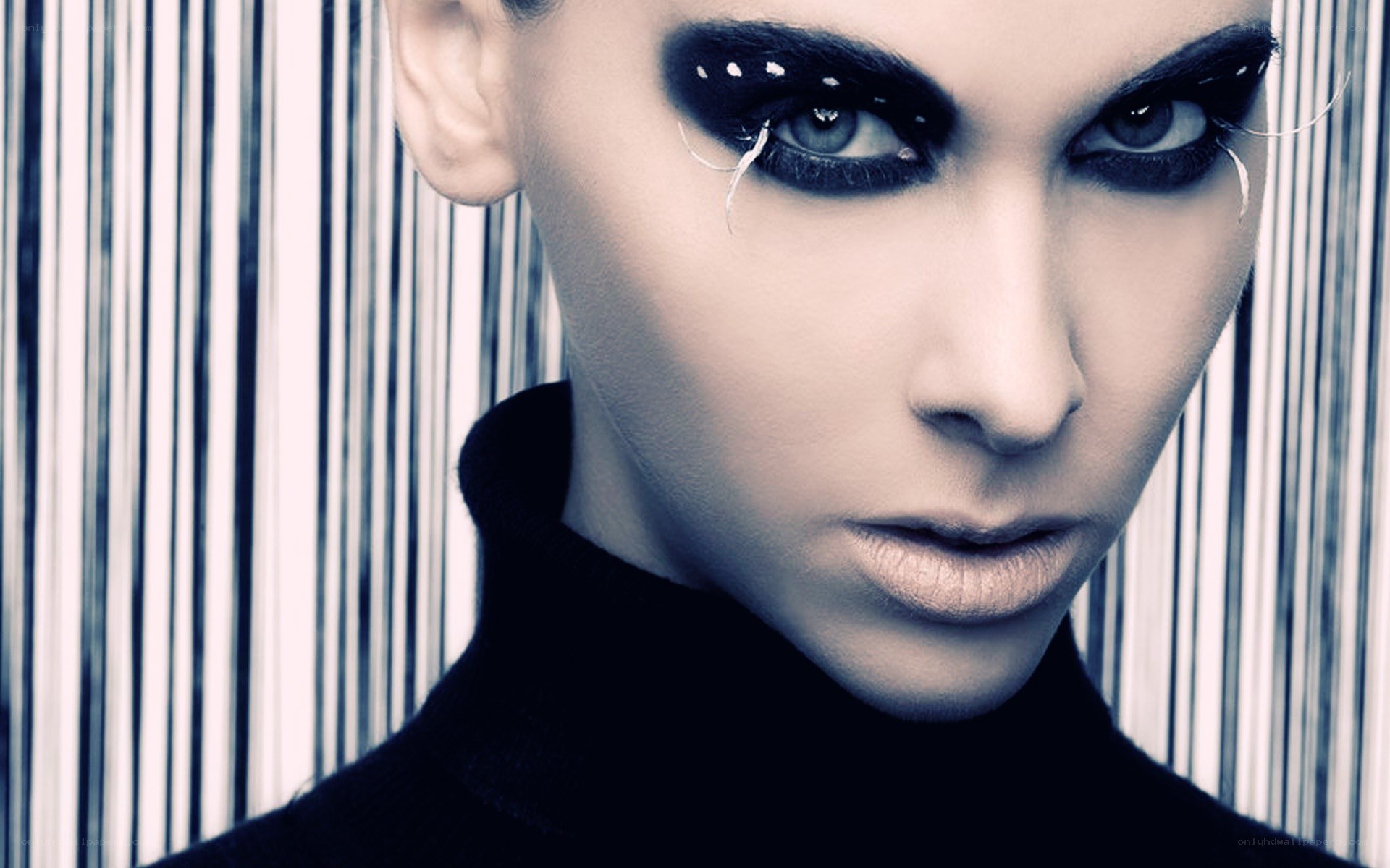 woman with dramatic eye makeup