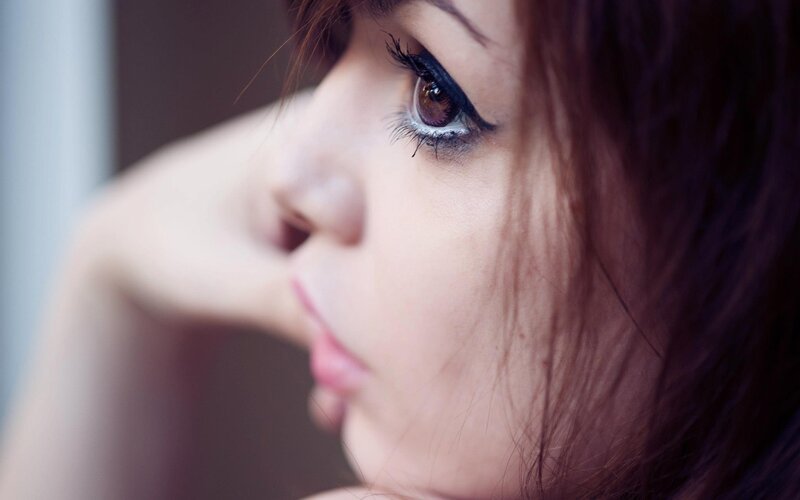 woman with dramatic eye makeup