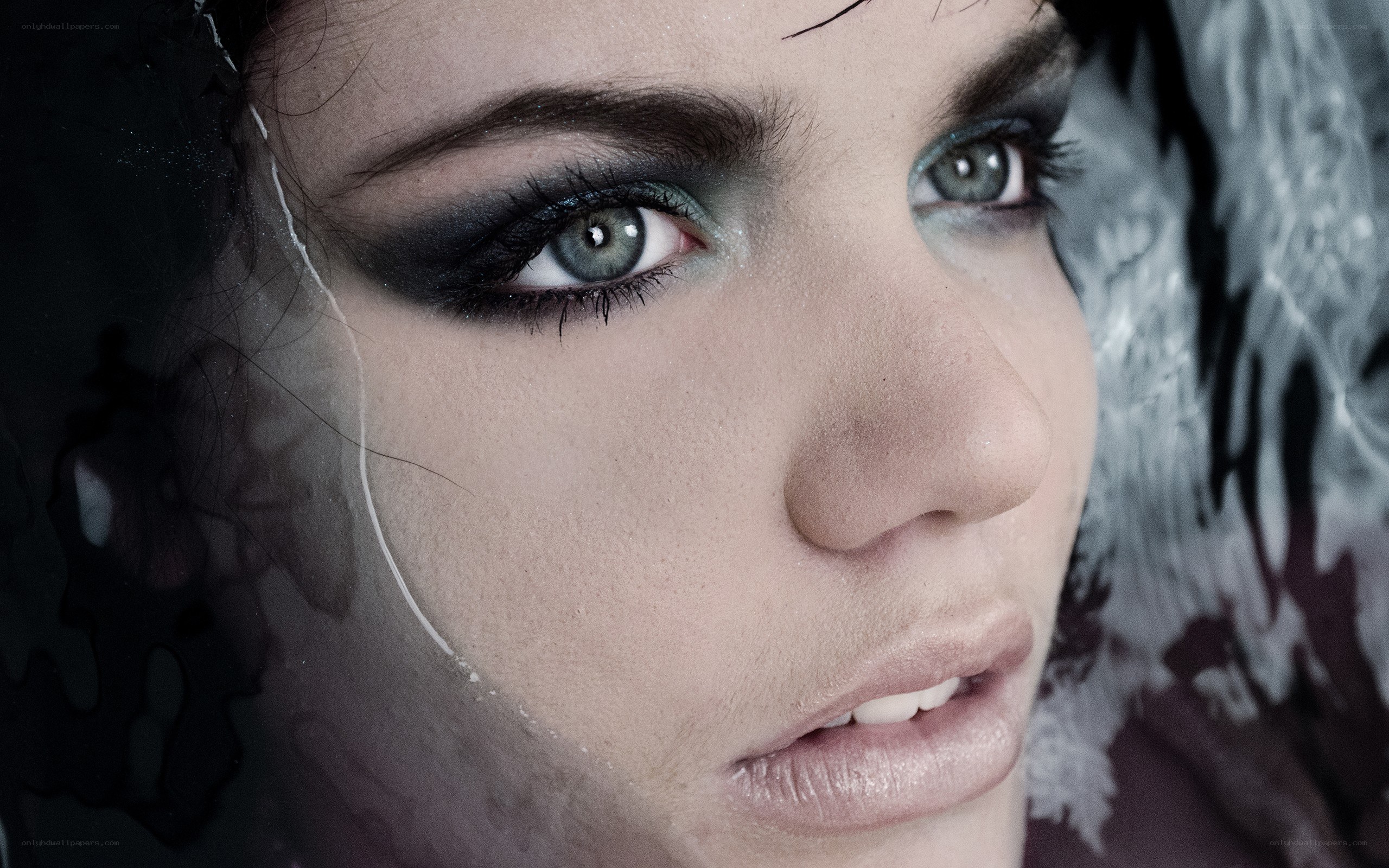 woman with dramatic eye makeup