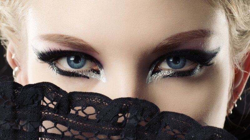 woman with dramatic eye makeup