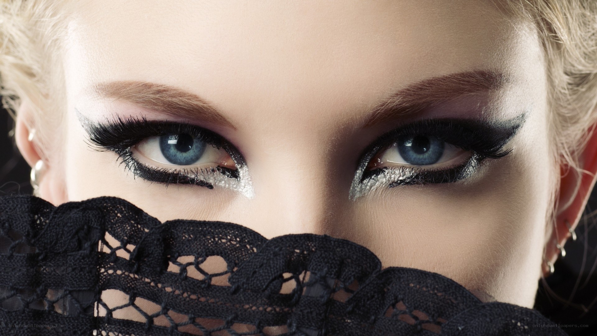 woman with dramatic eye makeup