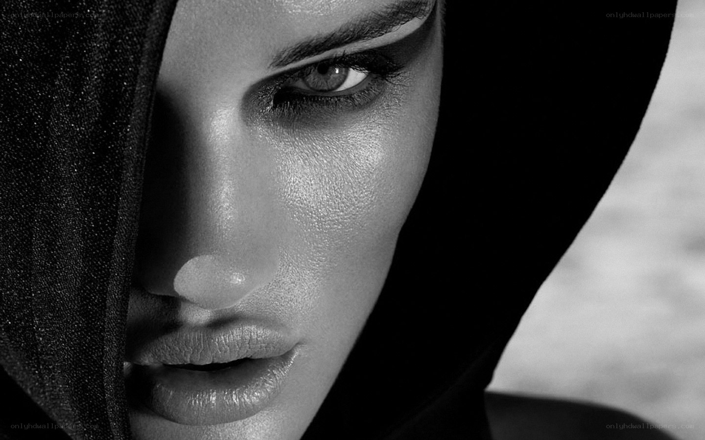 woman with dramatic eye makeup