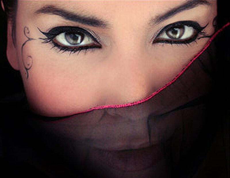 woman with dramatic eye makeup