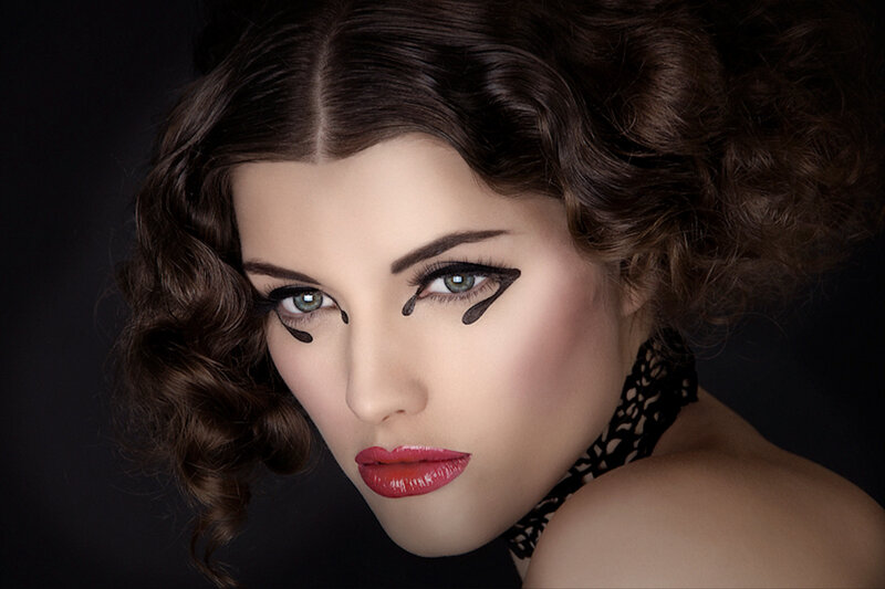 woman with dramatic makeup