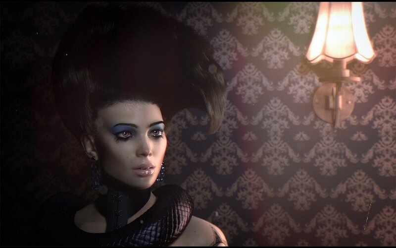 woman with dramatic makeup and hairstyle