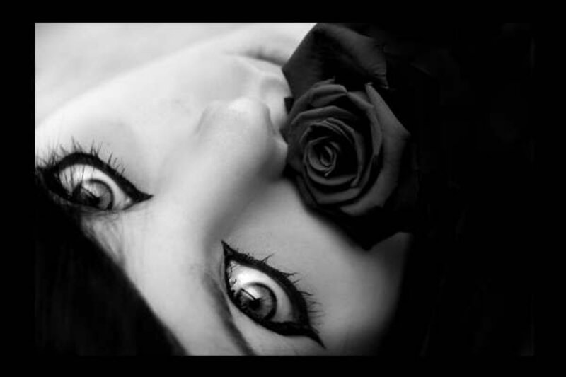 Woman with Dramatic Makeup — Black, Photograph, Eyes, Rose