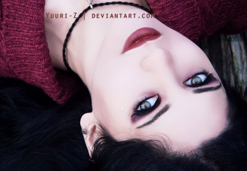 Woman with Dramatic Makeup — Black, Photograph, Sweater